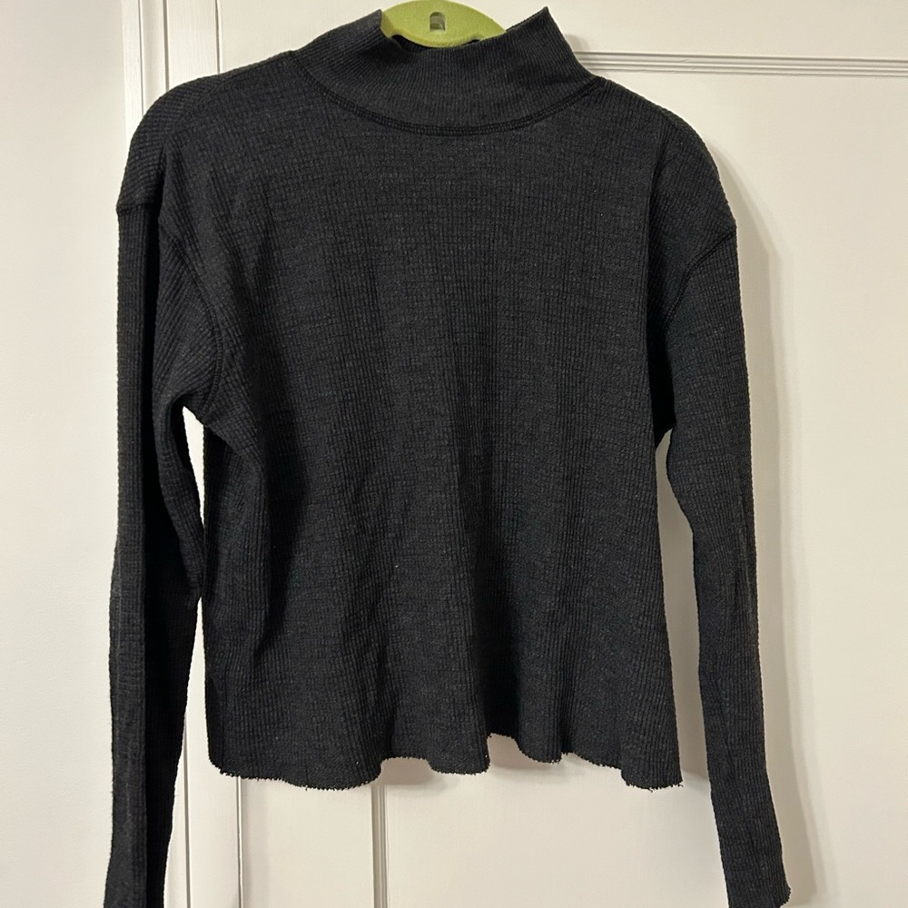 Anthropologie TLA Mercer Cropped Waffle Pullover